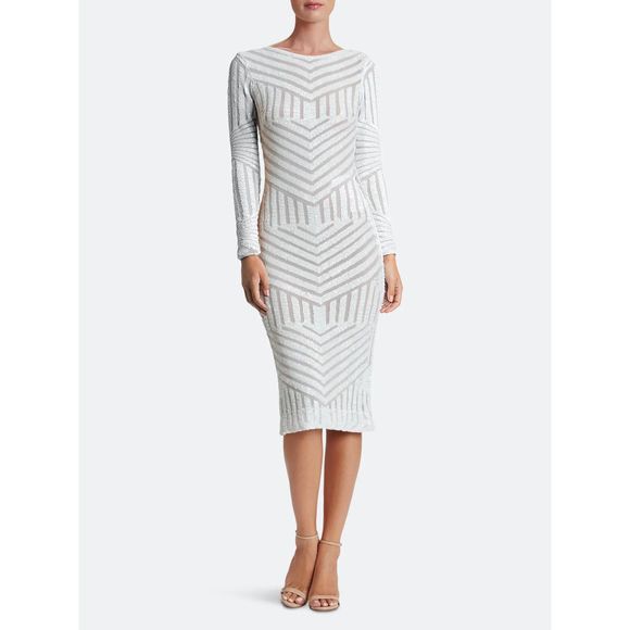 Dress the Population Dresses & Skirts - Dress the population NWOT white sequins Emory long sleeve midi dress